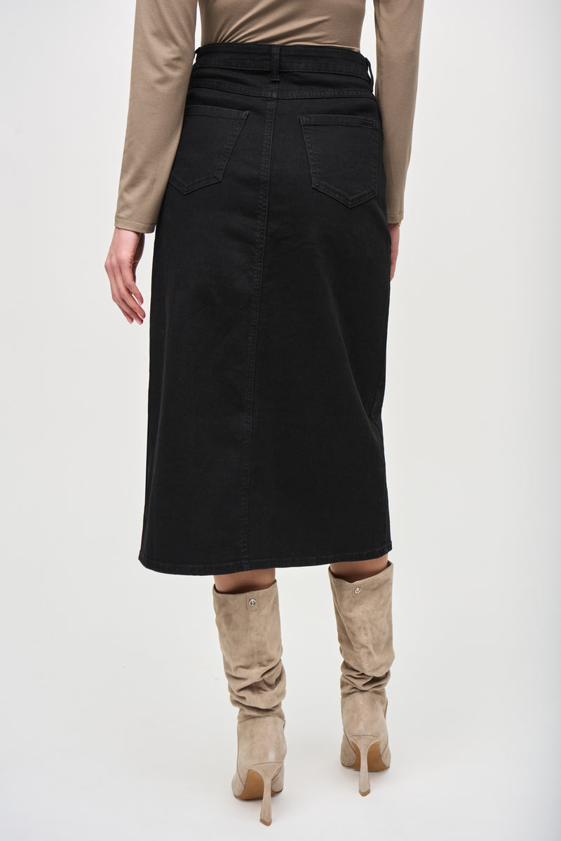 Denim Front Slit Midi Skirt