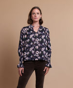 Shirred Tie Front Blouse