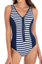 Portsea V Zipper One Piece Swimsuit