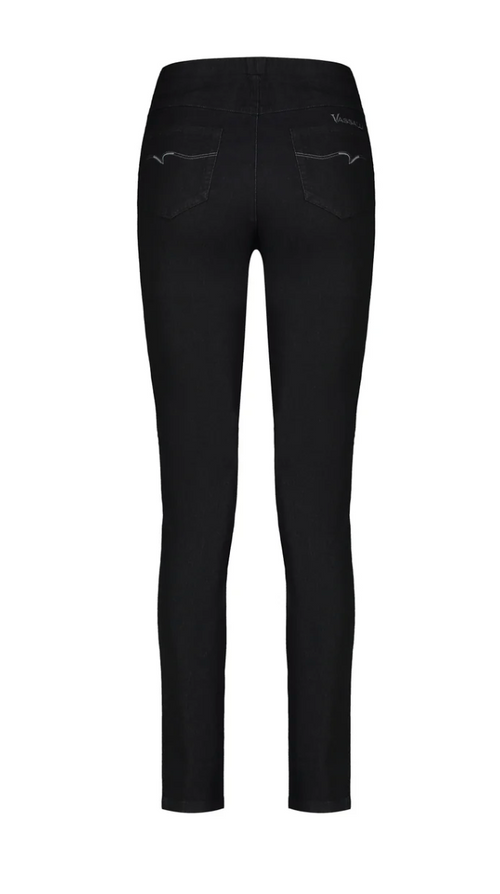 Vassalli Skinny Leg Full Length Skinny Leg Pull On Black Denim