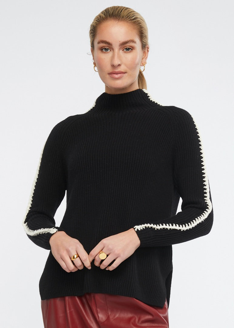 Crocheted Ribbed Funnel Neck